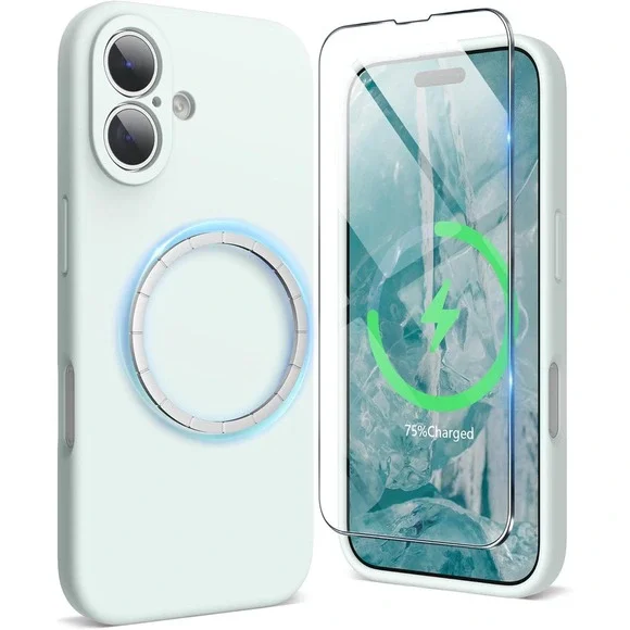 SURPHY iPhone 16 Plus‎ Case Light Mint Green Silicone Magnetic Shockproof