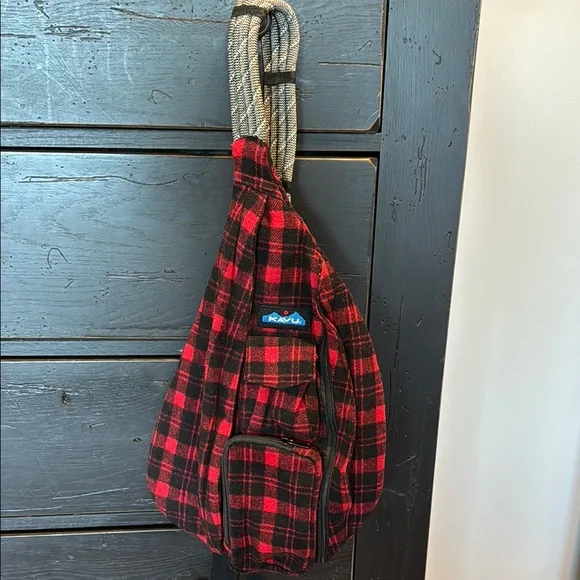 Kavu Red and Black Buffalo Plaid Backpack