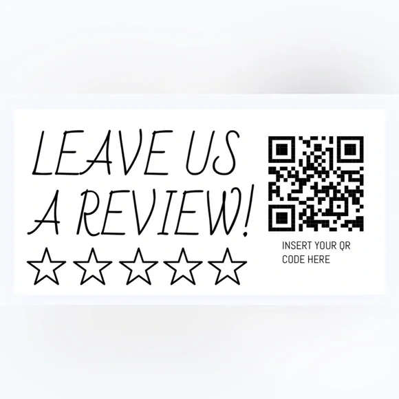 30 CUSTOM STICKERS - 2” x 1” - LEAVE US A REVIEW - PERSONALIZED W/ YOUR QR CODE
