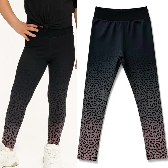 439 ZARA | EUC Girls Leopard Ombre Black Pink Leggings (Size 10/CM140)