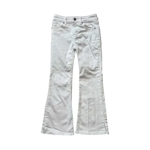 GIRLS GAP 70's Flared High Rise White Jeans, size Girls 6, Adjustable waist