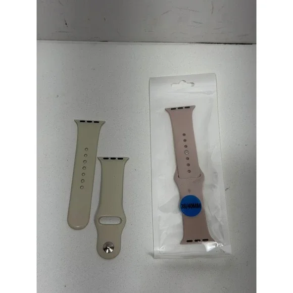 2 Pack Sport Bands for Apple Watch 38mm 40mm Silicone‎ Straps Beige Pink