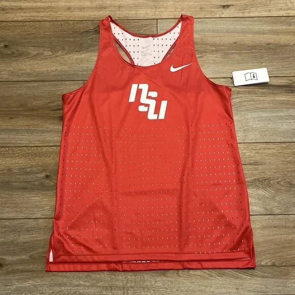 Women's Nike NSU Digital Elite Fast Running Singlet MEDIUM Track CV3599 Red Mesh