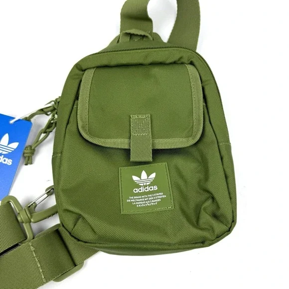 Adidas Utility Mini Sling Tech Olive White Crossbody Backpack Travel Brand New