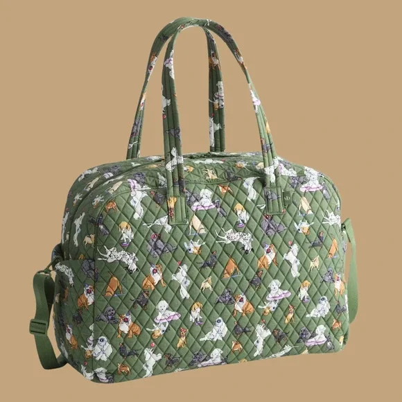 New Vera Bradley Large Weekender Travel Luggage Bag Dog Park Green