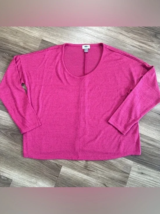 Old Navy Fitted Scoop Neck Long Sleeve Tee - Hot Pink