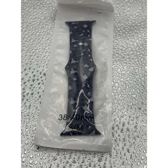 Sport Silicone Band Bracelet For Apple Watch iWatch 38mm Or 40mm Blue Camo
