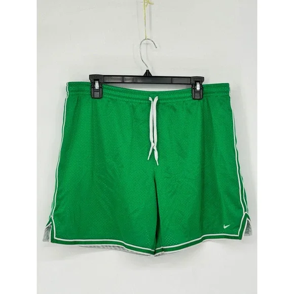Vintage Nike Basketball Shorts Boys Size Large Green White Mesh Striped