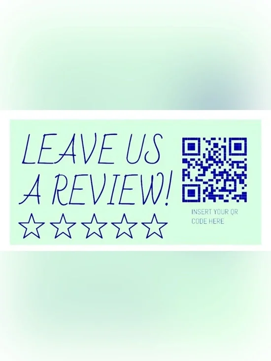 50 CUSTOM STICKERS - 2.25” x 1.25” - ‘LEAVE US A REVIEW’ - W/ YOUR QR CODE