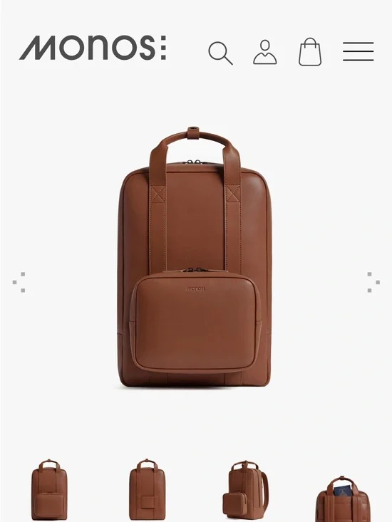 Monos Metro Backpack for Travel in Mahogany Vegan Leather