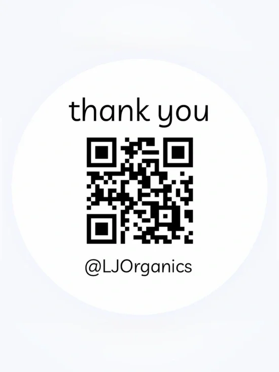 50 CUSTOM STICKERS - 2” ROUND - “THANK YOU” - W/ QR CODE & CLOSET NAME - WHITE
