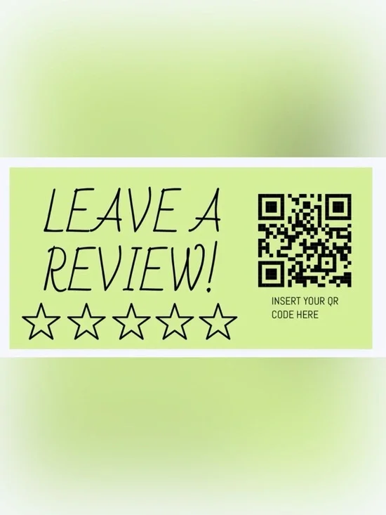 50 CUSTOM STICKERS - 2” x 1” - “LEAVE A REVIEW” - PERSONALIZED W/ QR CODE - PINK