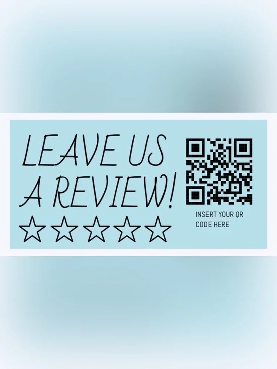 50 CUSTOM STICKERS - 2” x 1” - LEAVE US A REVIEW - W/ QR CODE & CLOSET