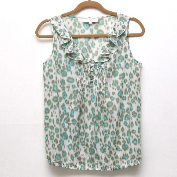 Loft ruffle cheetah print top