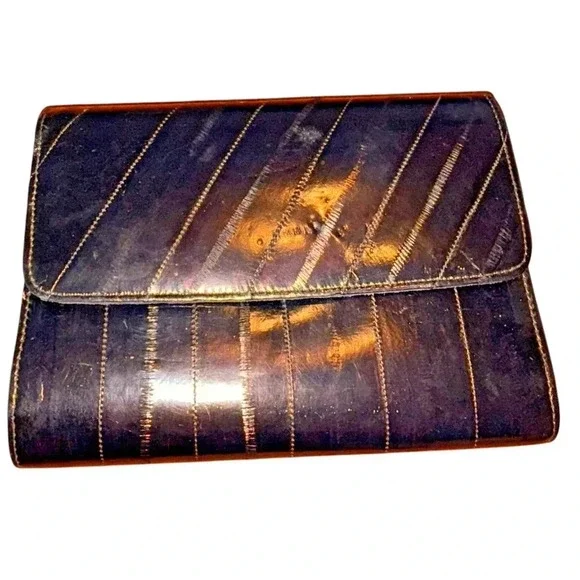 Vintage Eelskin Clutch Purse Handbag 80's Classic‎