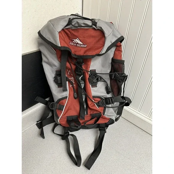 High Sierra Hiking Backpack Trek 25+ Orange Gray Outdoor Climbing Bag
