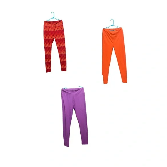 LuLaRoe girls Leggings Set - Red, Orange, Purple
