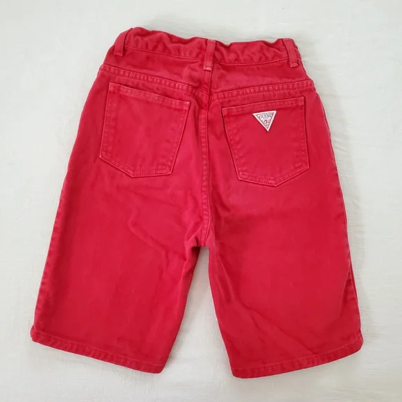 Vintage Guess red jean shorts 22 inch waist kids 10