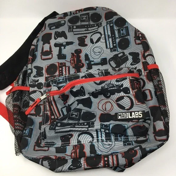 Mad Labs Backpack, Book Bag - Black, Gray, Red, Maverick Accessory Design‎ NWOT