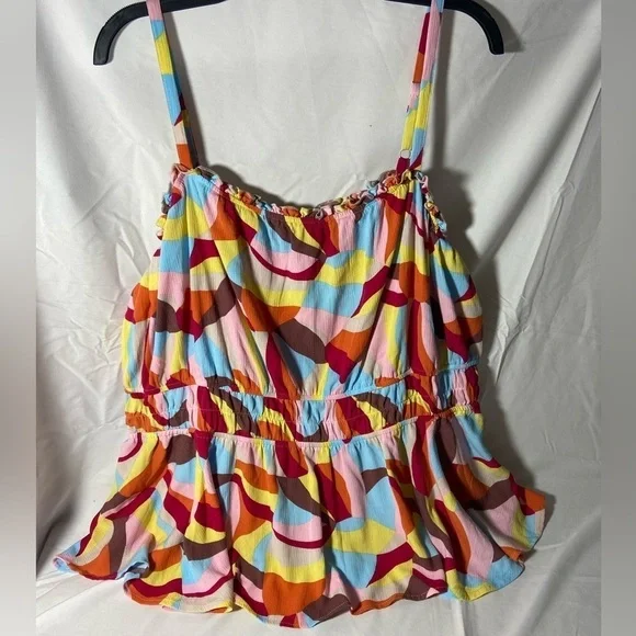Torrid baby doll peplum multicolor sleeveless blouse women’s size 4X