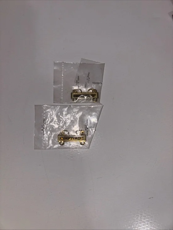 VTG GWRRA Motorcycle Chapter L Gold Tone Hanging Bar Vest Pin NOS New Pack of 2
