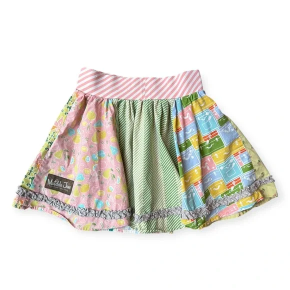 Matilda Jane Girls Patchwork Ice Cream Fruit Skirt Size 6