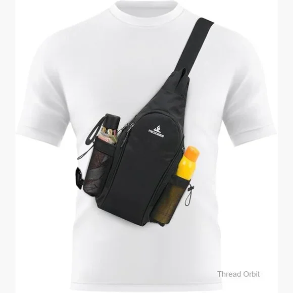 Small Sling Backpack with Water Bottle Holders, Adjustable Crossbody Bag for