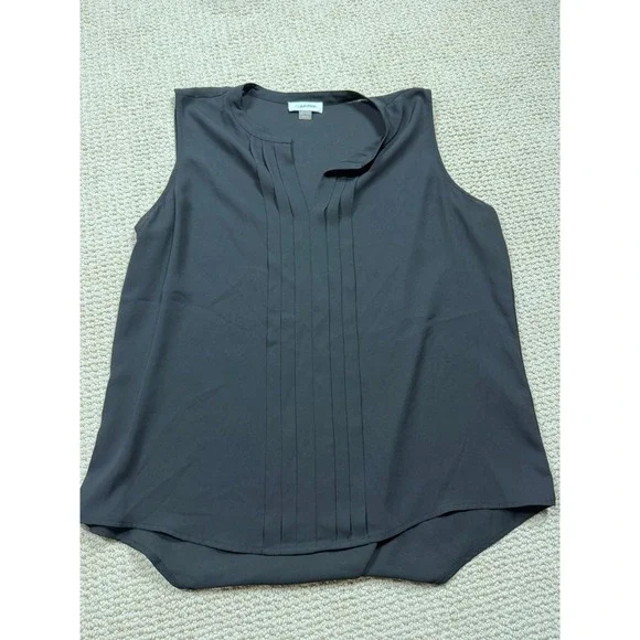 Calvin Klein Tank‎ Top Womens Large Black Sleeveless Lightweight Blouse Office