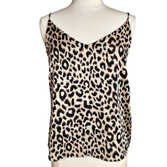Gilli Cheetah Tank Cami Size M in Black and‎ Tan Adjustable Strap Lagenlook