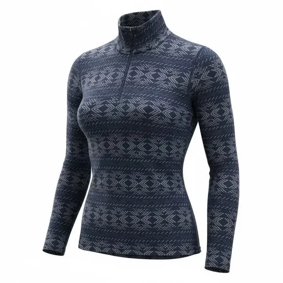 Icebreaker Vertex Base Layer Top Half Zip Womens Medium Merino Wool 260g‎ Blue