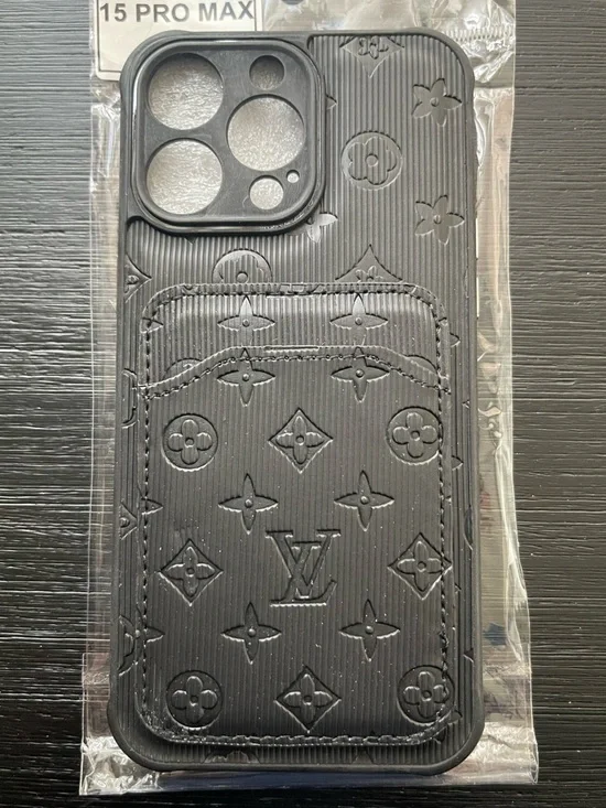 iPhone 15 Pro Max ALL BLACK phone Case. 2 card holder!