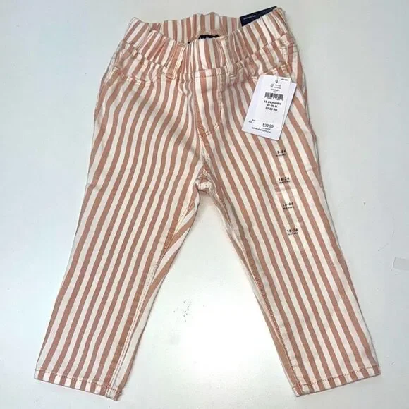 🔥GAP Pink and White Striped Jeans with Elastic Waistband