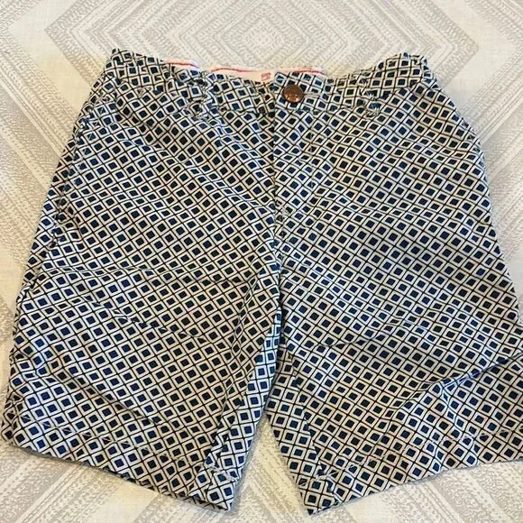 Scotch & Soda Boys Blue & Black Geometric Pattern Adjustable Waist Shorts