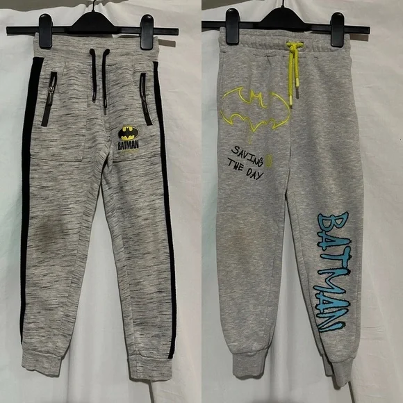 2 pair Gray Batman Kids Jogger Pants size 6/7