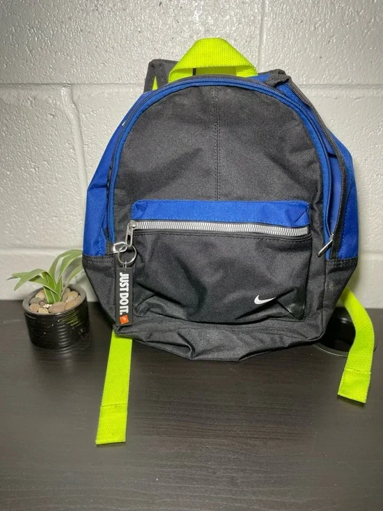 Nike‎ Black and Blue Mini Backpack with Neon Yellow Straps