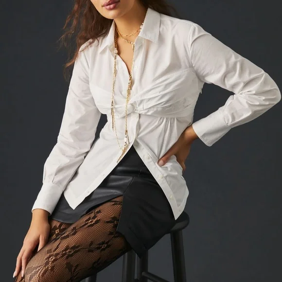 *Anthropologie Maeve Poplin Buttondown Blouse