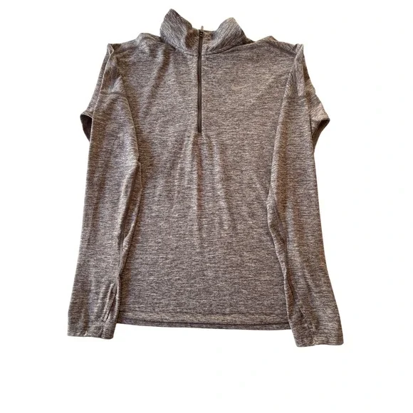 Nike Dri-FIT‎ Running 1/4 Zip Pullover Small Gray Heather Thumbholes 855517-021