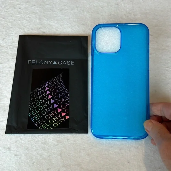 NWOT Felony Case iPhone 13 Pro Max Neon Blue Crystal Clear Phone Case