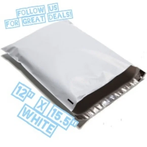 100 White Poly Mailers 12x15.5