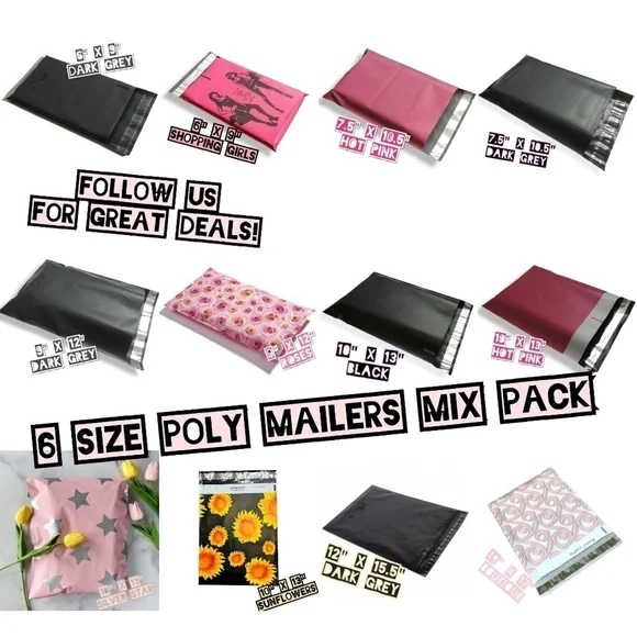 240 Mix Size Poly Mailer Bundle (20 ea)
