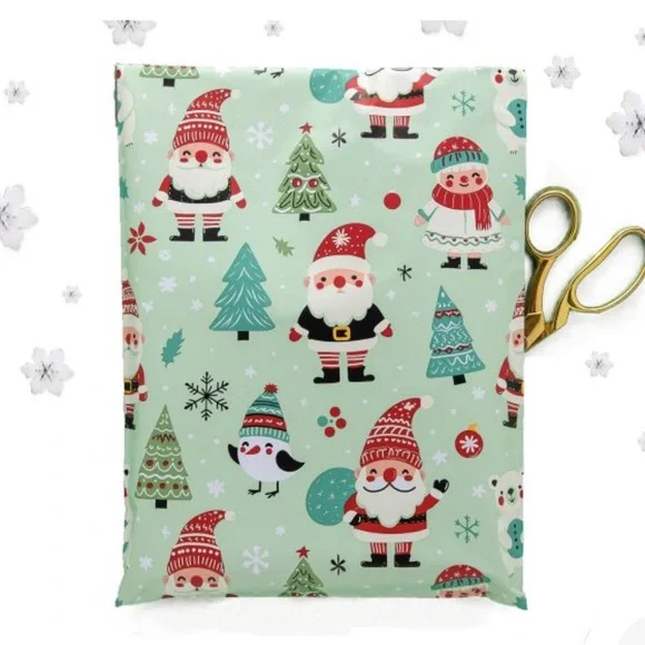 10x13 Festive Santa and Tree Poly mailers- 15 count