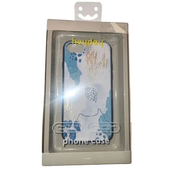 Heyday Apple iPhone 8 7 SE 2nd 3rd Gen Case Blue Watercolor Gold Foil Abstract