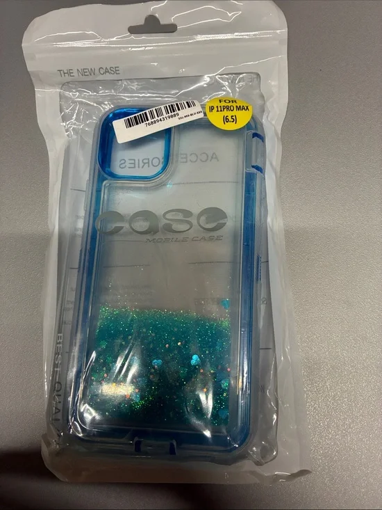 Blue Clear Glitter Liquid Phone Case for iPhone 11 Pro Max