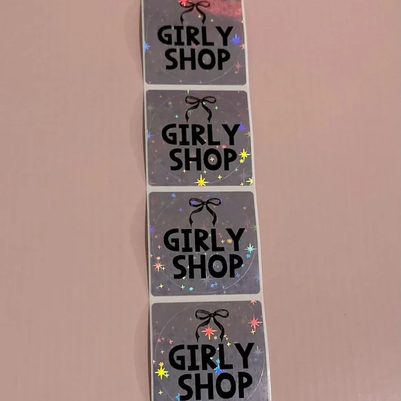 50 ct. Custom 2” Round Holographic Pink Starlight Stickers