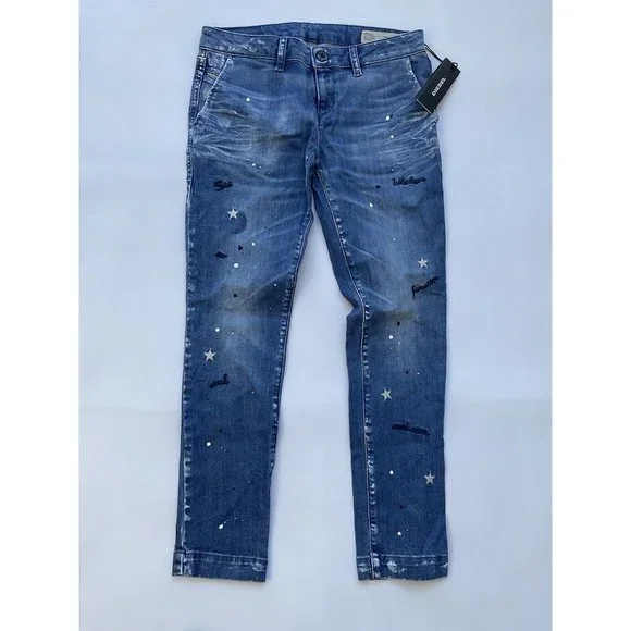$120 Diesel Girls Pugge-J SP1 Super Slim Skinny Jeans Blue Size 12Y
