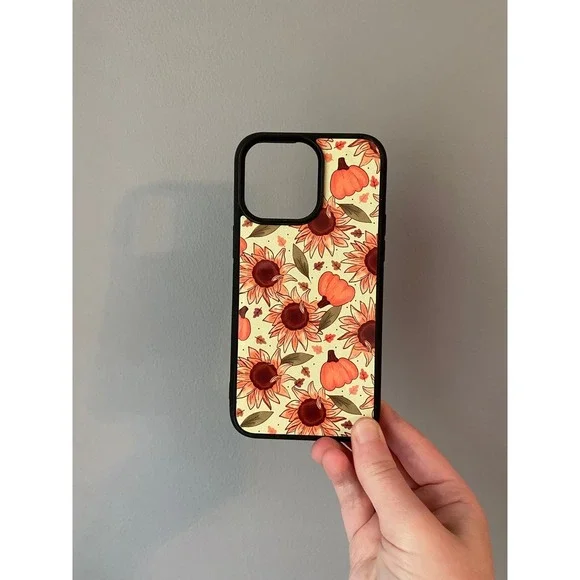 Phone Case iPhone 15 Pro Max Multicolor Sunflower Pumpkin Fall Floral Aesthetic