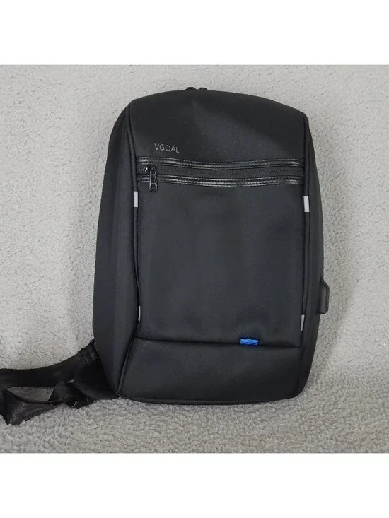 VGoal Sling Pack Bag USB Charging Port  Adult Black Travel Nylon Laptop Sleeve
