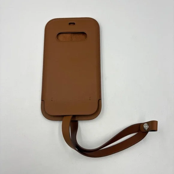 Apple Leather‎ Carry Case Brown Wrist Strap Sleeve For IPhone 12 Plain MagSafe