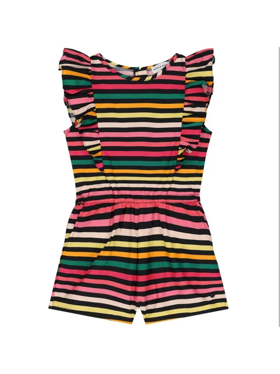 SONIA RYKIEL PARIS Girls 12 CASSANDRE Playsuit STRIPED RAINBOW Ruffle ROMPER