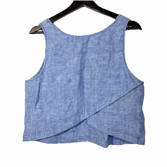 BB Dakota Linen Petal Back Cropped Tank Shell Blue Summer Tamala Jrs Large